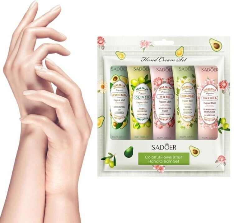 CREMA CORPORAL, CREMA DE MANOS EN SET DE FLORES Y FRUTAS DE COLORES, DEJAN LAS MANOS SUAVES Y DELICADAS SADOER 30GX5