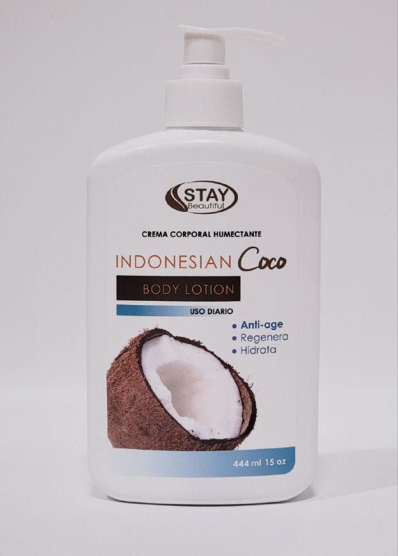 CREMA CORPORAL, CREMA DE CUERPO DE COCO HUMECTANTE, EFECTO ANTIEDAD, REGENERA E HIDRATA LA PIEL STAY BEAUTIFUL 444ML