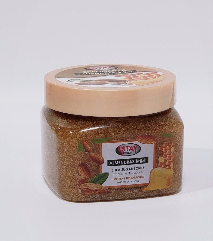 CREMA CORPORAL, CREMA DE CUERPO EXFOLIANTE DE AZUCAR DE ALMENDRAS Y MIEL, DESTAPAN LOS POROS Y ELIMINAN LOS PUNTOS NEGROS Y CELULAS MUERTAS DE LA PIEL, DEJA PEIL SUAVE Y...