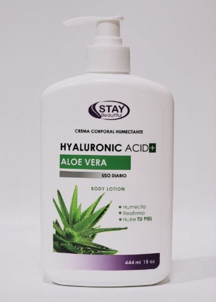 CREMA CORPORAL, CREMA DE CUERPO Y FACIAL HUMECTANTE DE ACIDO HIALURONICO Y ALOE VERA REFRESCANTE, HUMECTA PROFUNDAMENTE LA PIEL STAY BEAUTIFUL 444ML