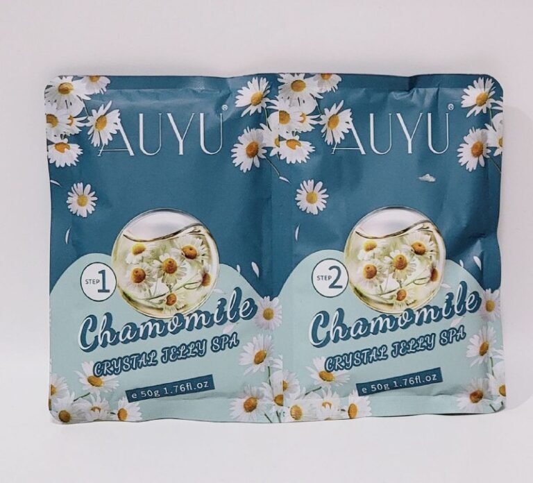 CREMA CORPORAL, GELATINA DE CRISTAL PARA PEDICURA PEDICURE AROMA MANZANILLA HIDRATANTE, RELAJANTE Y LIMPIADOR, DEJA LA PIEL LIMPIA, TERSA Y SUAVE AUYU CRYSTAL JELLY 50GX2