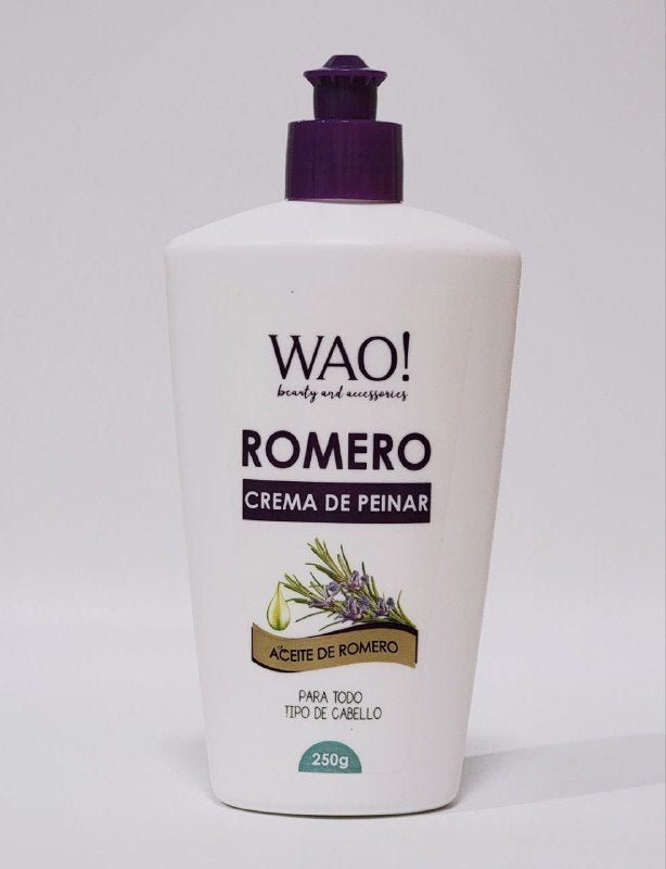 CREMA PARA PEINAR EL CBELLO DE ACEITE DE ROMERO, DA RILLO, RESTAURA LA FIBRA CAPILAR Y DA PROTECCION UV SOLAR WAO BEAUTY 250G