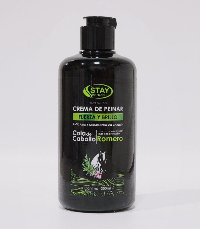 CREMA PARA PEINAR EL CBELLO DE COLA DE CABALLO EXTRACTO DE TOMILLO Y SABILA, ACCION DESENREDANTE DE ROMERO, FACILITA EL PEINADO DA BRILLO STAY BEAUTIFUL 300ML