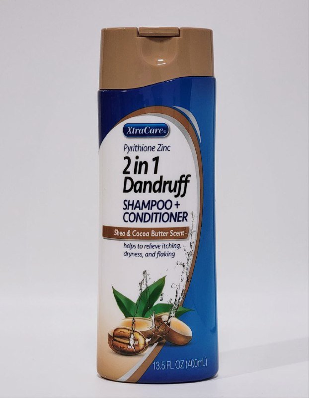 SHAMPOO PARA EL CABELLO 2 EN 1, Y ACONDICIONADOR ANTICASPA CON ALMENDRA Y MANTECA DE CACAO, ALIVIA LA PICAZON, SEQUEDAD Y DESCAMACION DE LA CASPA CON PIRIOTIONA DE ZINC XTRACARE...