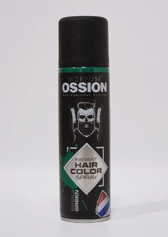 TINTE PARA EL CABELLO EN SPRAY, COLORES LOCOS PARA DISEÑOS EN EL CABELLO, SE REMUEVE FACILMENTE CON UN LAVADO CON SHAMPOO, COLOR VERDE MORFOSE OSSION 150ML