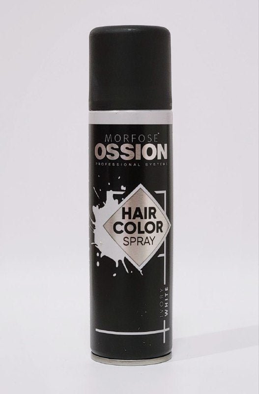 TINTE PARA EL CABELLO EN SPRAY, COLORES LOCOS PARA DISEÑOS EN EL CABELLO, SE REMUEVE FACILMENTE CON UN LAVADO CON SHAMPOO, COLOR BLANCO MORFOSE OSSION 150ML