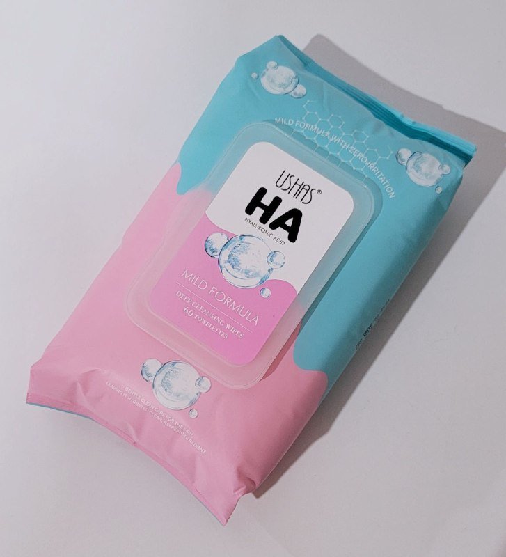 TOALLITAS HUMEDAS DESMAQUILLANTES CON ACIDO HIALURONICO, LIMPIEZA PROFUNDA Y SUAVE USHAS 60UND