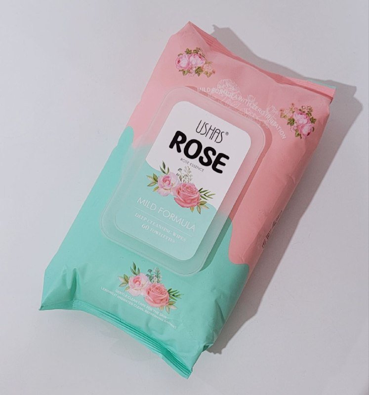TOALLITAS HUMEDAS DESMAQUILLANTES CON ESENCIA DE ROSA, LIMPIEZA PROFUNDA Y SUAVE USHAS 60UND