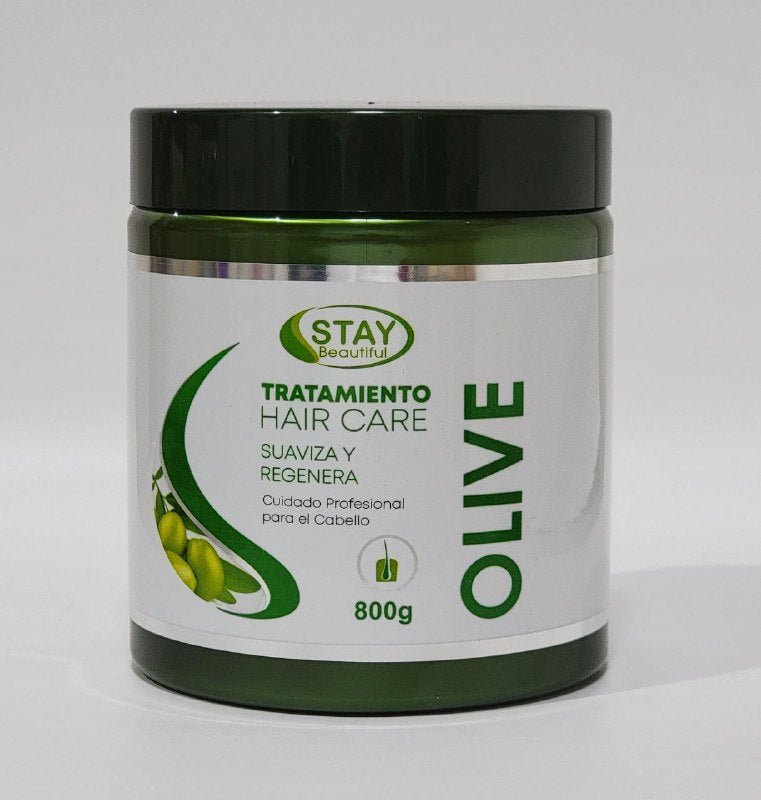 TRATAMIENTO CAPILAR DE ACEITE DE OLIVA, REPARA EL CABELLO DE LA RAIZ A LAS PUNTAS, NUTRE E HIDRATA DEJANDO EL CABELLO SUAVE Y BRILLANTE STAY BEAUTIFUL 800G