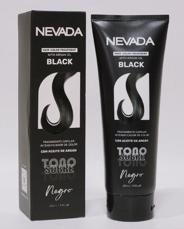 TRATAMIENTO CAPILAR INTENSIFICADOR DE COLOR NEGRO, FORMULADO PARA CABELLOS NATURALES O TEÑIDOS, PROLONGA LA INTENSIDAD DEL COLOR CON ACEITE DE ARGAN NEVADA HAIR 260ML