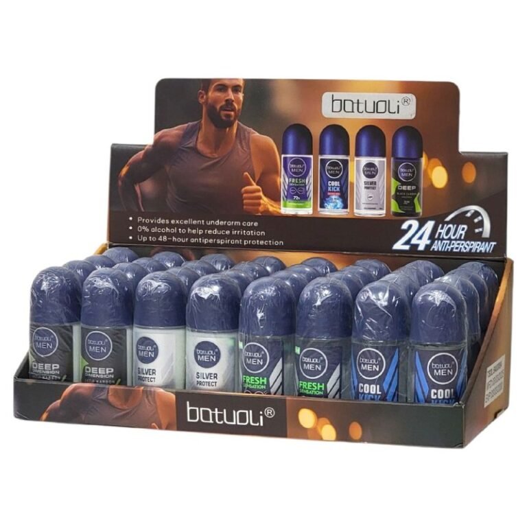 DESODORANTE PARA HOMBRES ANTITRANSPIRANTE EN ROLL-ON, FORMULA PARA SEQUEDAD, DURACION 48H, ALEJADOS EL SUDOR Y OLOR TODO EL DIA BATOULI 50ML (DUPE NIVEA HOMBRE)