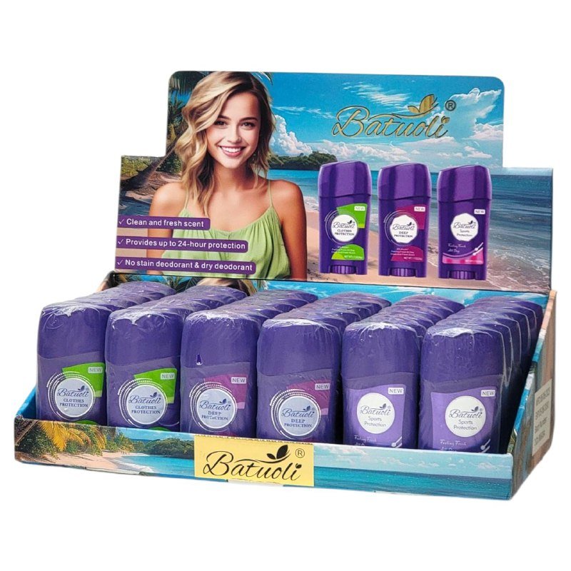 DESODORANTE PARA MUJERES ANTITRANSPIRANTE EN BARRA, OFRECE 24H DE PROTECCION, APLICACION SUAVE SENSACION FRESCA Y NO PEGAJOSA, LARGA DURACION BATUOLI 50G (DUPE LADY SPEED STICK) DESODORANTE PARA MUJERES ANTITRANSPIRANTE EN BARRA, OFRECE 24H DE PROTECCION, APLICACION SUAVE SENSACION FRESCA Y NO PEGAJOSA, LARGA DURACION BATUOLI 50G (DUPE LADY SPEED STICK)