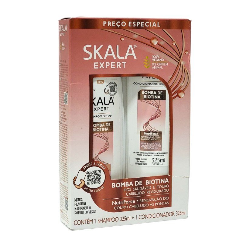 SHAMPOO PARA EL CABELLO EN SET DE BIOTINA CON ACONDICIONADOR, CABELLO SALUDABLE RENOVADO SHAMPOO 325ML, ACONDICIONADOR 325ML SKALA