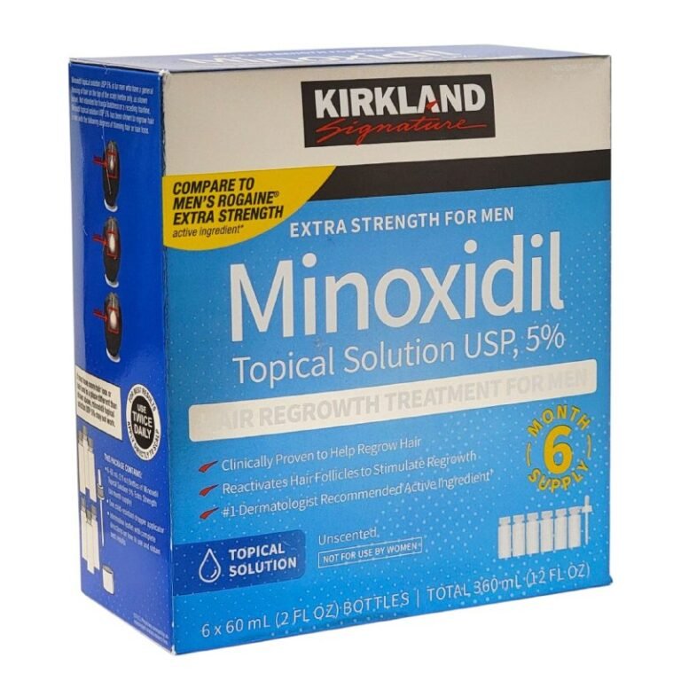 TRATAMIENTO PARA EL CRECIMIENTO DEL CABELLO Y BARBA PARA HOMBRES MINOXIDIL, SUMINISTRO PARA 6 MESES KIRKLAND SIGNATURE 60MLX6 Y GOTERO