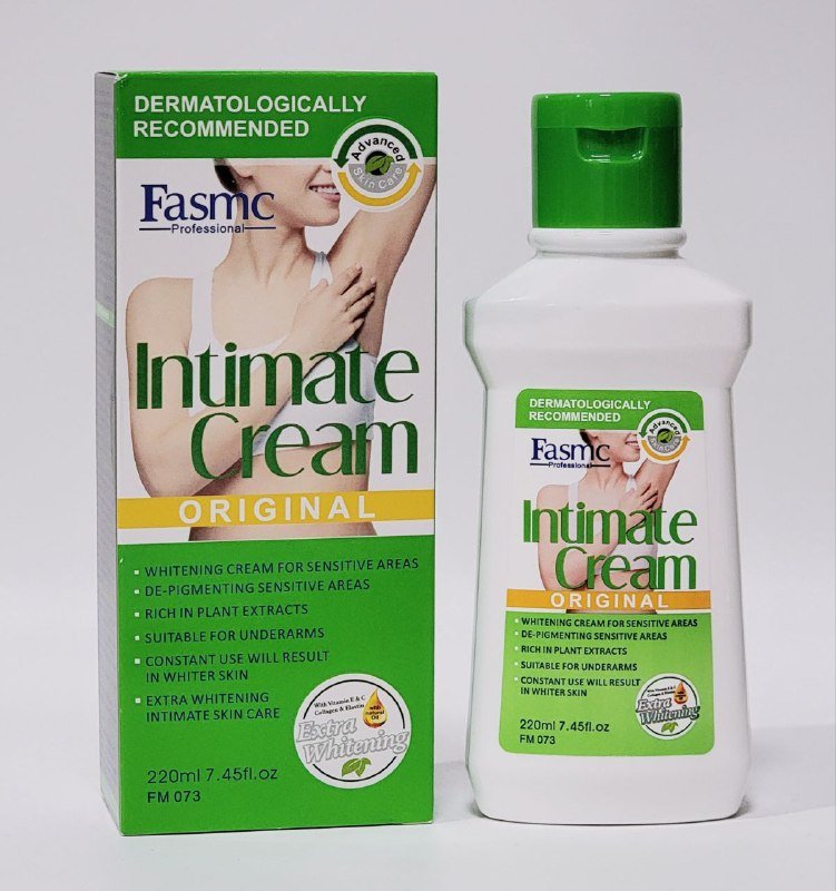 CREMA CORPORAL, CREMA DE CUERPO HIDRATANTE Y BLANQUEADORA INTIMA, PARA PIEL SECA, REFRESCA Y ACLARA DE FORMA NATURAL CON ACEITE DE JOJOBA FASMC PROFESSIONAL 220ML