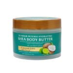 CREMA CORPORAL, CREMA DE CUERPO MANTECA CORPORAL DE KARITE Y COCO CON LIMON, HIDRATACION LIGERA DE LARGA DURACION, DEJA LA PIEL SUAVE, TERSA Y RADIANTE 24H RAKO 240G