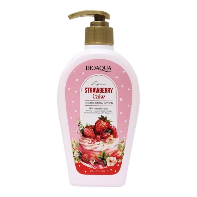 CREMA CORPORAL, CREMA DE CUERPO NUTRITIVA CON AROMA A PASTEL DE FRESAS 400ML, DE EXTRACTO NATURAL QUE HIDRATA PROFUNDAMENTE, REFRESCA Y NUTRE LA PIEL SECA BIOAQUA
