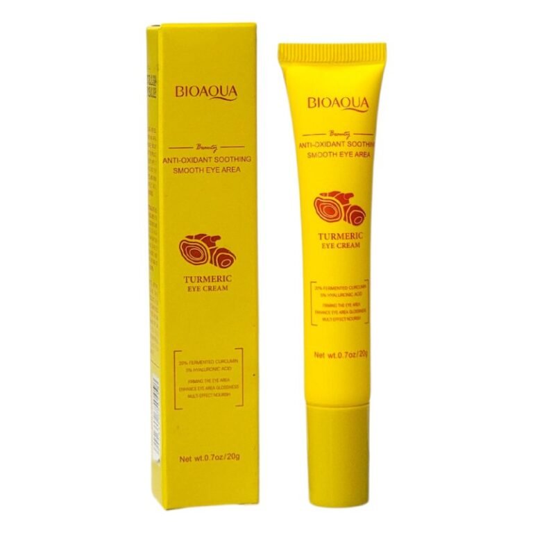 CREMA FACIAL PARA OJOS DE CURCUMA ANTIOXIDANTE 20G, CALMA EL AREA DEL CONTORNO DE OJOS, FORMULA NUTRITIVA Y SUAVIZANTE, DEJANDO LA PIEL RADIANTE, JUVENIL Y SUAVE BIOAQUA