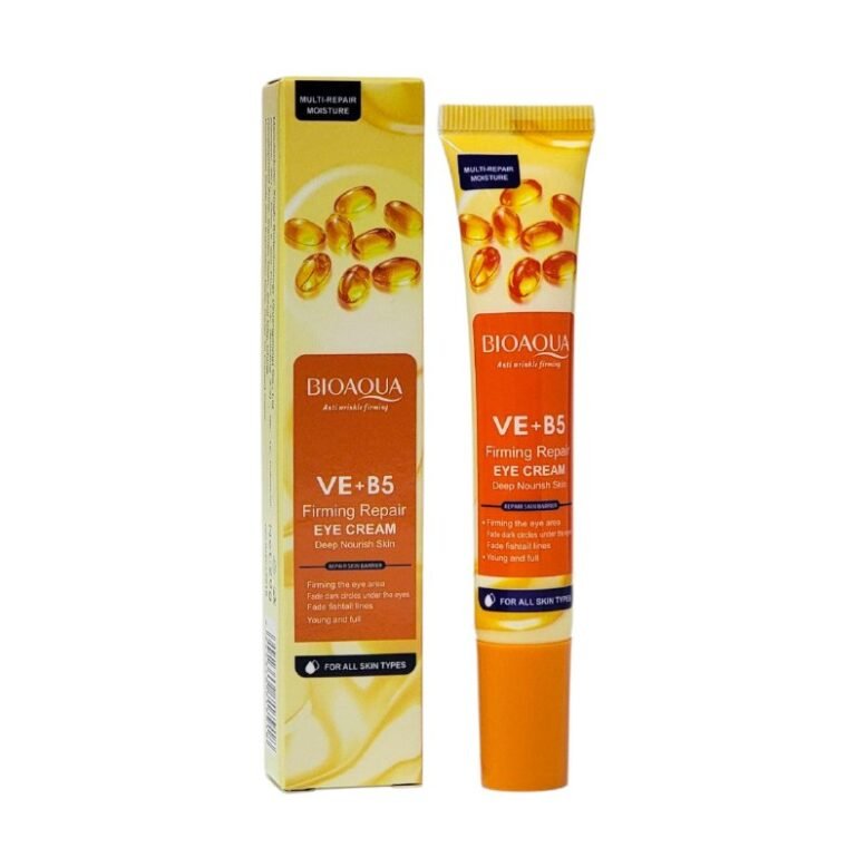 CREMA FACIAL REPARADORA Y REAFIRMANTE PARA OJOS DE VITAMINA VE+B5 20G, QUE NUTRE PROFUNDAMENTE LA PIEL DEL CONTORNO DE LOS OJOS, DISMINUYE LAS LINEAS FINAS Y SEQUEDAD BIOAQUA