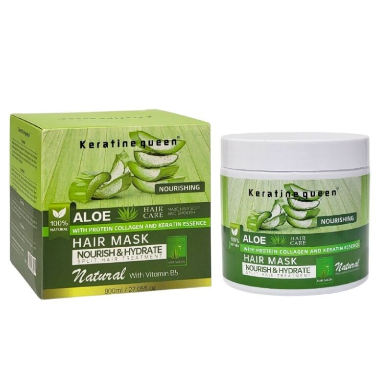 MASCARA PARA EL CABELLO CON ALOE VERA, COLAGENO Y KERATINA QUE NUTRE E HIDRATA EL CABELLO DAÑADO, DANDO SUAVIDAD Y BRILLO KERATINE QUEEN 800ML