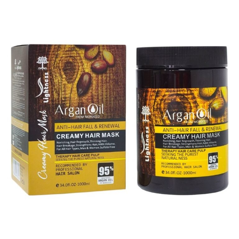 MASCARA PARA EL CABELLO CREMOSA ANTICAIDA RENOVADORA CON ACEITE DE ARGAN 1000ML, DISEÑADA PARA HACER QUE EL CABELLO SE VEA INSTANTANEAMENTE MAS SALUDABLE Y FACIL DE MANEJAR...