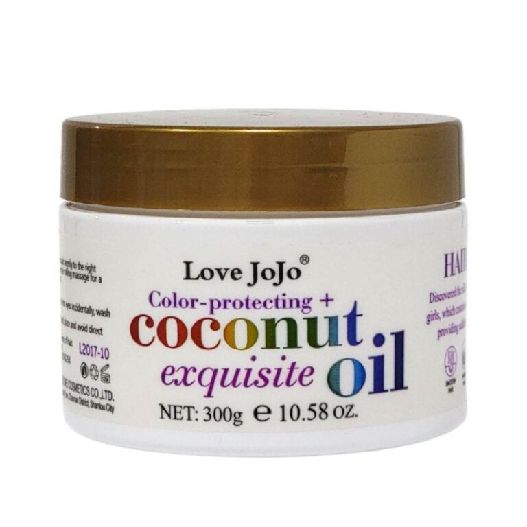 MASCARILLA PARA EL CABELLO CON ACEITE DE COCO, EFECTO PROTECTOR DEL COLOR, DA HIDRATACION POTENTE Y SEDOSA, DEJANDOLO SUAVE Y BRILLANTE LOVE JOJO 300G