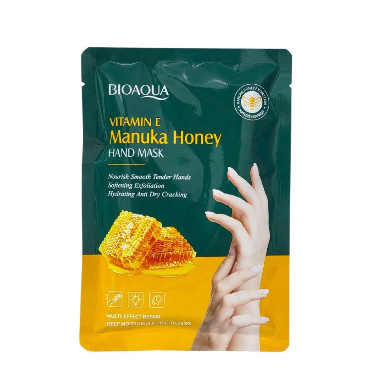 MASCARILLA PARA MANOS CON MIEL DE MANUKA Y VITAMINA E HIDRATANTE 35ML, OFRECE HIDRATACION Y NUTRICION PARA MANOS SECAS, DEJANDOLAS SUAVES Y DELICADAS BIOAQUA