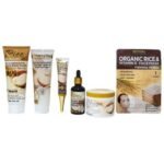 SET DE CUIDADO FACIAL DE 5 PIEZAS DE ARROZ ORGANICO PARA REJUVENECER LA PIEL RICE