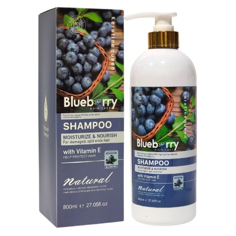 SHAMPOO PARA EL CABELLO DE ARANDANO HIDRATANTE Y NUTRITIVO, REPARA EL CABELLO DAÑADO Y CON PUNTAS ABIERTAS, VITAMINA E Y COLAGENO, HIDRATA DA SUAVIDAD Y BRILLO KERATINE QUEEN 800ML