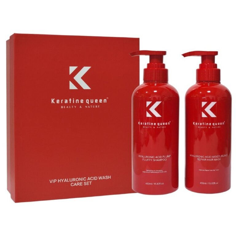 SHAMPOO Y MASCARA PARA EL CABELLO EN SET CON ACIDO HIALURONICO HIDRATANTE 450MLX2 KERATINE QUEEN