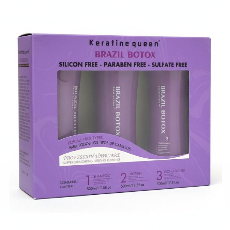 TRATAMIENTO PARA EL CABELLO DE KERATINA BRAZILEÑA SUAVIZANTE DE 3 PIEZAS SHAMPOO, PROTEINA Y ACONDICIONADOR 500MLX3 KERATINE QUEEN