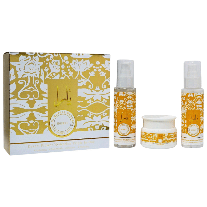 CREMA FACIAL EN SET DE CUIDADO FACIAL, HIDRATACION TRIPLE EN UNO FLOR DEL DESIERTO ANTIARRUGAS Y BLANQUEADOR, TONICO 100ML, LECHE ESENCIAL 100ML, CREMA FACIAL 50G HGZRLY DUPE DE...