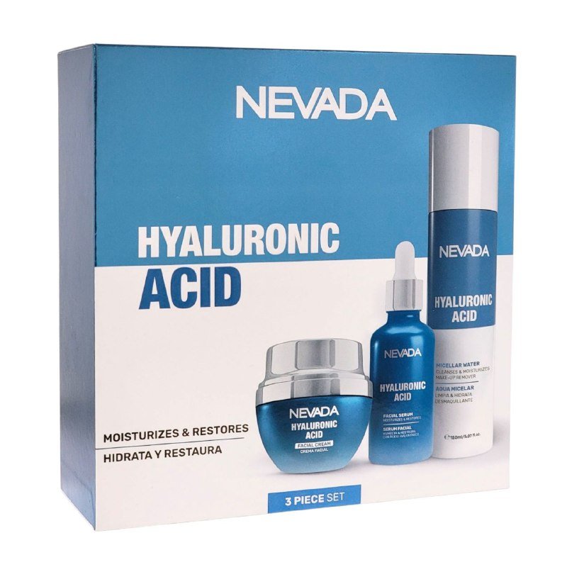 SET FACIAL DE ACIDO HIALURONICO DE 3 PIEZAS HIDRATANTE REJUVENECEDOR NEVADA SET FACIAL DE ACIDO HIALURONICO DE 3 PIEZAS HIDRATANTE REJUVENECEDOR NEVADA