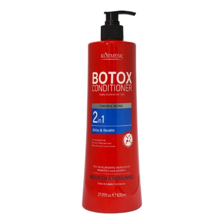 ACONDICIONADOR PARA EL CABELLO 2 EN 1 DE BOTOX Y KERATINA QUE REPARA Y DA SUAVIDAD BRILLANTE SIN FRIZZ KORMESIC 800ML