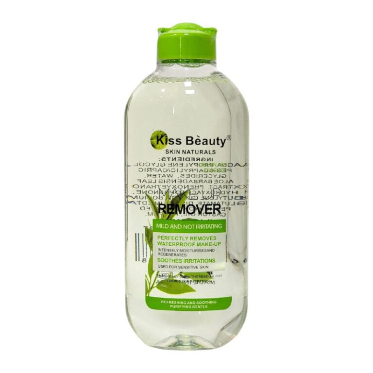 AGUA MICELAR DESMAQUILLANTE SUAVE Y NO IRRITANTE, QUE ELIMINA E HIDRATA LA PIEL KISS BEAUTY 415ML