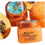 CREMA CORPORAL EXFOLIANTE DE AZUCAR SUAVIZANTE HIDRATANTE CON AROMA A PAPAYA TROPICAL THREE HUT 510G