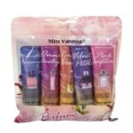 CREMA CORPORAL PARA MANOS EN SET DE 5 PIEZAS CON PERFUME HIDRATANTE MISS VANESSA 30GX5