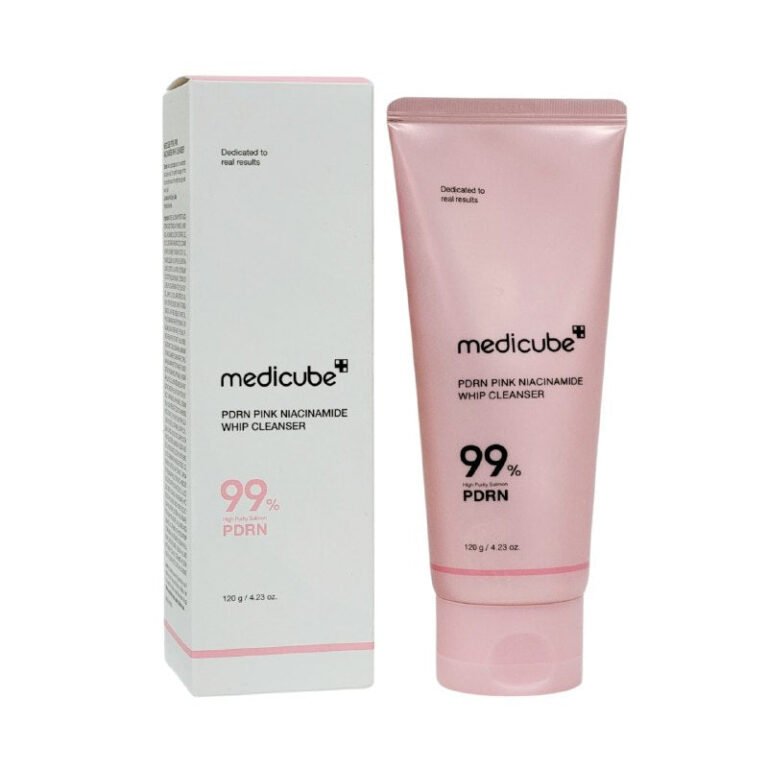 LIMPIADOR FACIAL COREANO EN ESPUMA CON NIACINAMIDA ROSA Y PDRN DE SALMON REGENERADOR HIDRATANTE MEDICUBE 120G