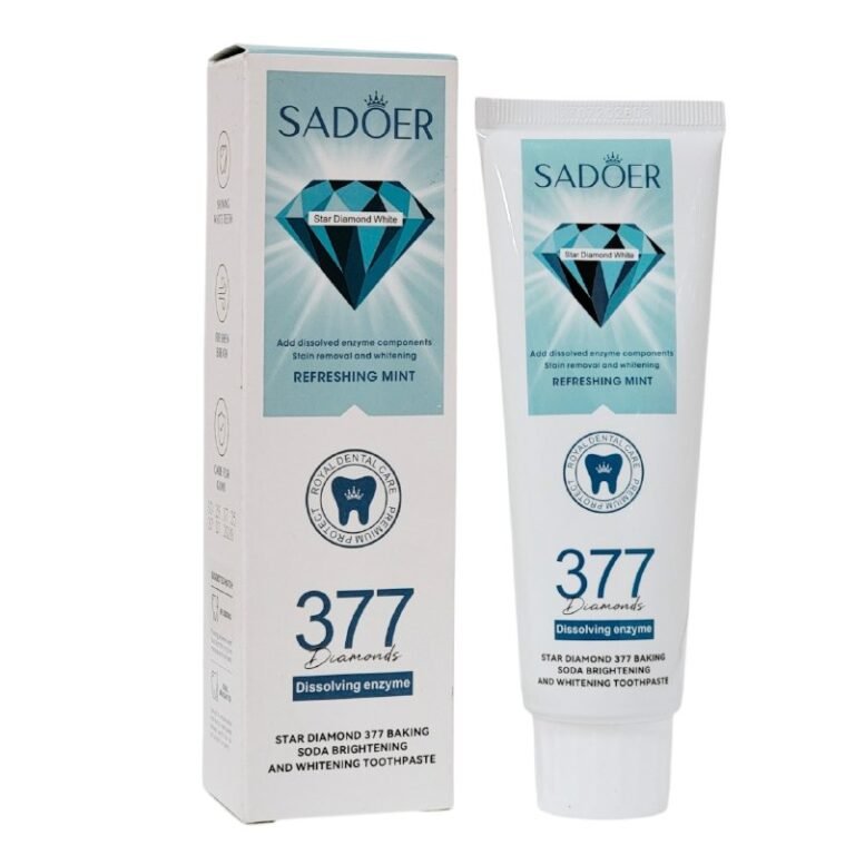 PASTA DE DIENTES, PASTA DENTAL BLANQUEADORA E ILUMINADORA CON BICARBONATO DE SODIO Y DIAMANTE ILUMINADOR SADOER 100G