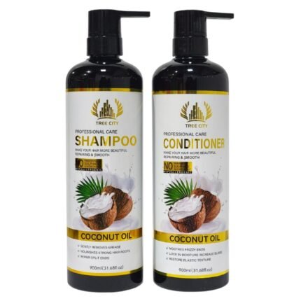 SHAMPOO EN SET PARA EL CABELLO CON ACONDICIONADOR DE ACEITE DE COCO SUAVIZANTE TREE CITY 900MLX2