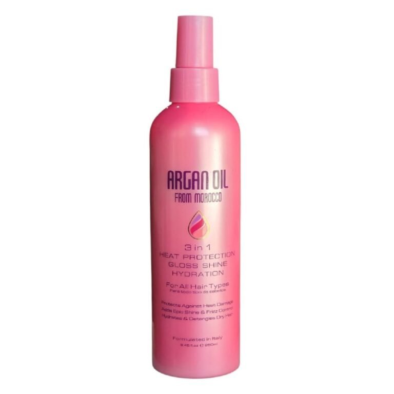 SPRAY PARA EL CABELLO PROTECTOR DE CALOR 3 EN 1 DE ACEITE DE ARGAN DE MARRUECOS, PROTECCION AL CALOR, DA BRILLO E HIDRATACION 250ML