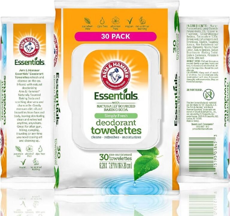 TOALLITAS HUMEDAS FACIALES CON BICARBONATO DE SODIO Y SENSACION DE SIMPLE FRESCA, TOALLITAS DESODORANTE QUE LIMPIAN, REFRESCAN ARM & HAMMER 30UND