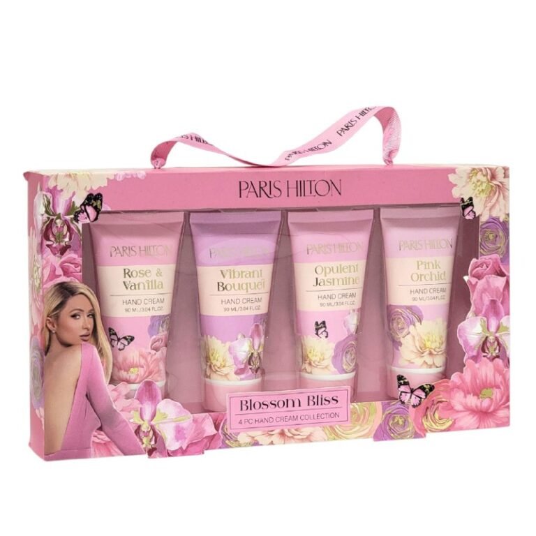 CREMA CORPORAL DE MANOS EN SET DE 4 PIEZAS HIDRATANTES CON FRAGANCIA DE LARGA DURACION PARIS HILTON 90MLX4