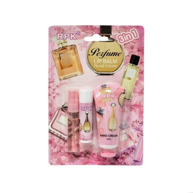 CREMA CORPORAL PARA MANOS EN SET CON PERFUME Y BALSAMO LABIAL RPK