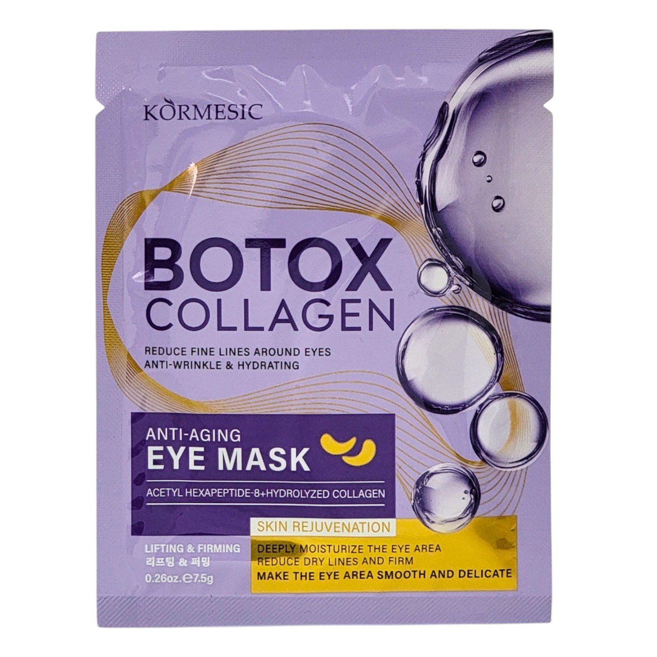 MASCARILLA FACIAL PARA OJOS COLÁGENO EFECTO BÓTOX KORMESIC 7.5G X UN PAR MASCARILLA FACIAL PARA OJOS COLÁGENO EFECTO BÓTOX KORMESIC 7.5G X UN PAR