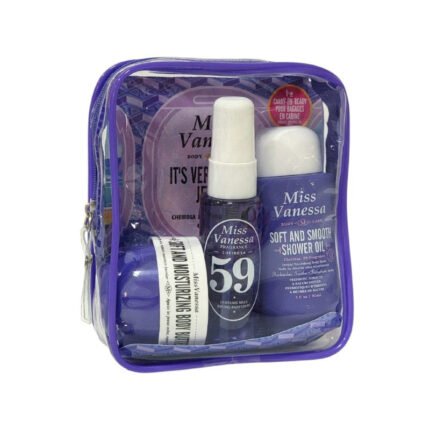 SET DE CUIDADO CORPORAL DE 3 PIEZAS, GEL DE DUCHA 90ML, CREMA CORPORAL 50ML, SPLASH CUERPO Y CABELLO 40ML MISS VANESSA CHEIROSA 59