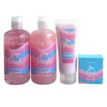 SET DE CUIDADO CORPORAL DE BAÑO, BURBUJAS DE BAÑO 300ML, CREMA CORPORAL 120ML, GEL DE DUCHA 300ML, SAL DE BAÑO 50G BODY SENSE SEXY PINK