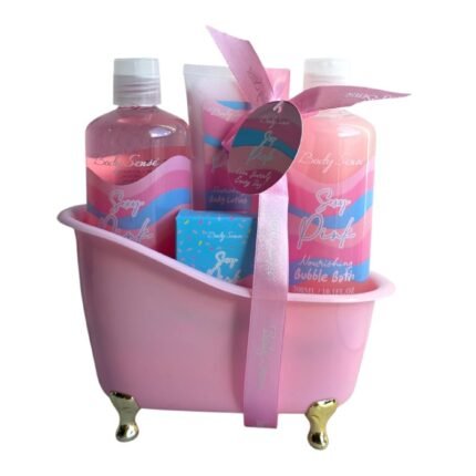 SET DE CUIDADO CORPORAL DE BAÑO, BURBUJAS DE BAÑO 300ML, CREMA CORPORAL 120ML, GEL DE DUCHA 300ML, SAL DE BAÑO 50G BODY SENSE SEXY PINK