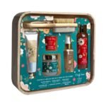 SET DE CUIDADO CORPORAL DE BAÑO DE ACEITE DE JOJOBA Y ARGAN, EXFOLIANTE 120ML, GEL DUCHA 150ML, CREMA MANO 70ML, SPRAY CORPORAL 60ML, VELA AROMATICA, CANASTA Y LIMA PIES BODY...