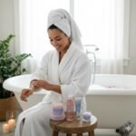 SET DE CUIDADO CORPORAL DE ROSA, LAVANDA Y SANDALO, GEL DE DUCHA 150ML, CREMA CORPORAL 110ML, CRME MANOS 70ML, CANDELA AROMATICA, TOALLA MANOS BODY SENSE